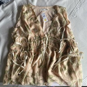 MON RENN SLEEVELESS PRINTED BLOUSE